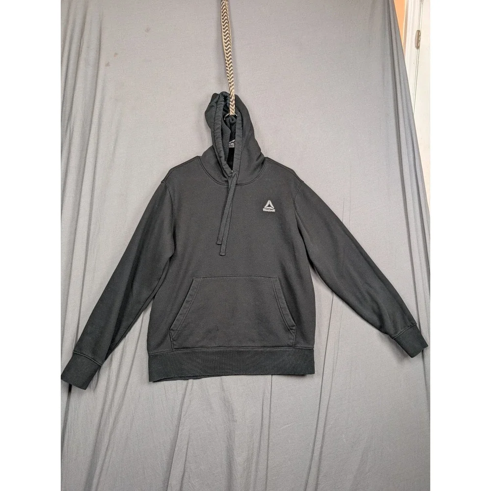 Reebok Hoodie Mens M  Black Logo‎ Pullover Sweatshirt Sweater Active